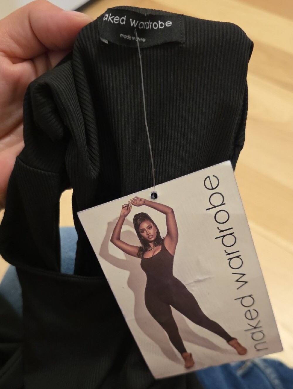 naked wardrobe Black Ribbed High-Neck Crop Top - Picture 3 of 4